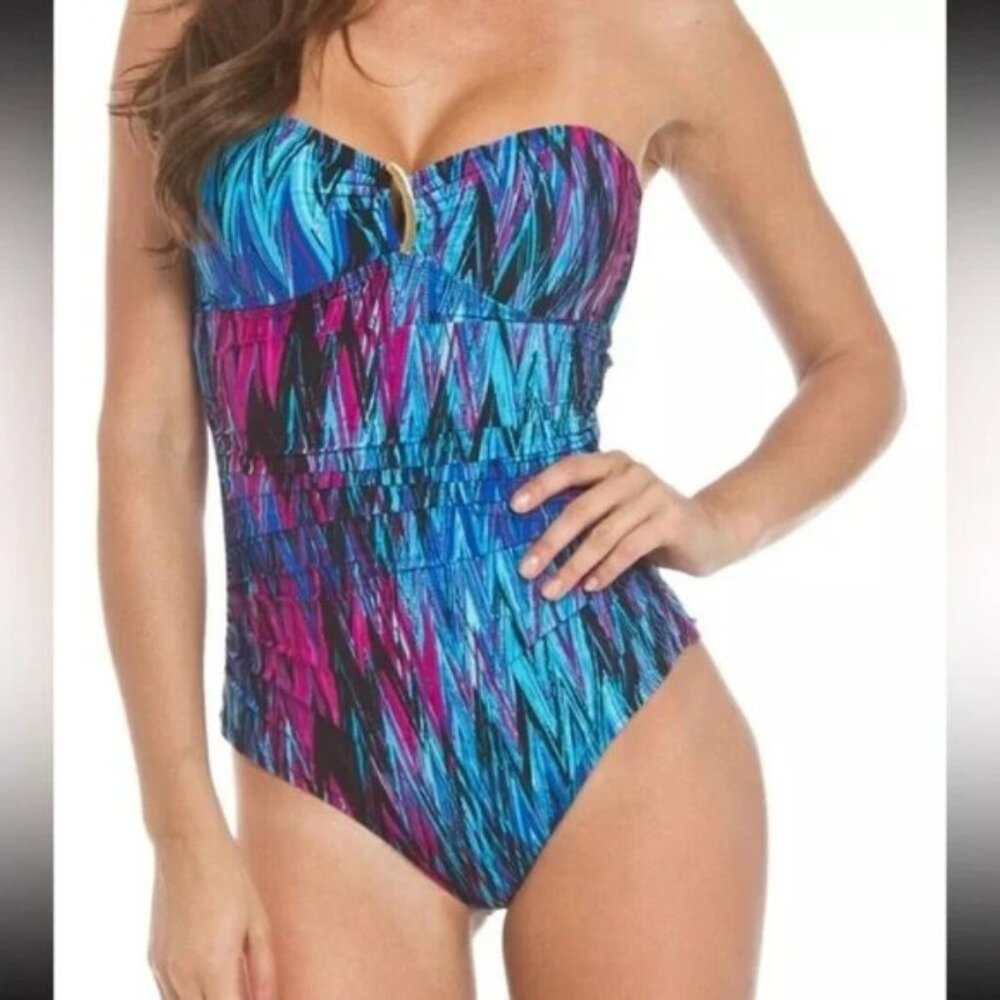 NWOT SPANX Wavelength Slimming Sweetheart One Piece Swimsuit Bathing Suit sz 14